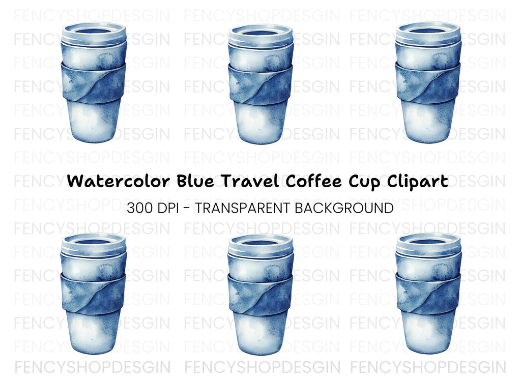 Blue Coffee Cup Clipart Bundle