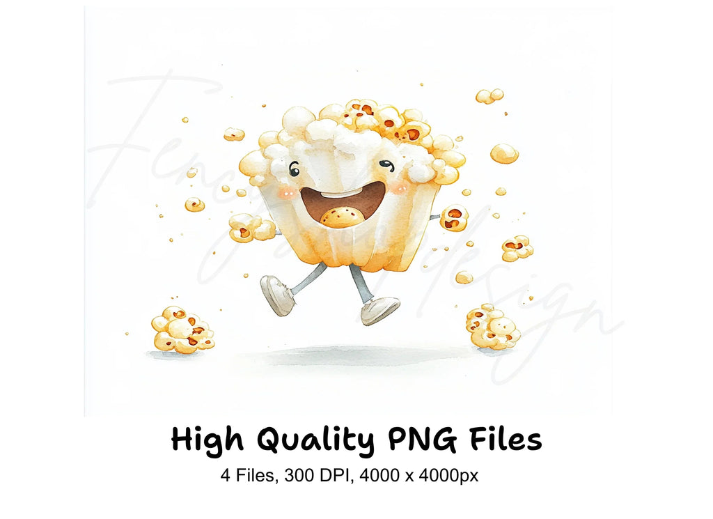 Happy Popcorn Characters Clipart Bundle