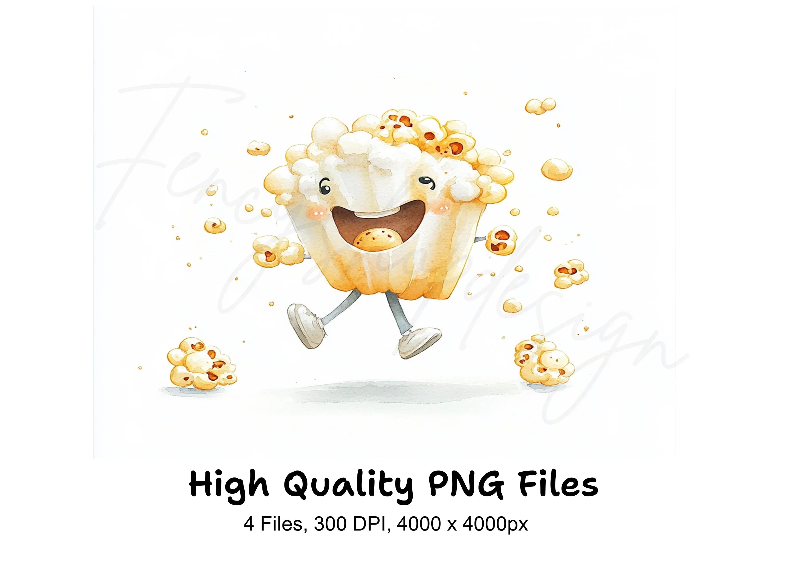 Happy Popcorn Characters Clipart Bundle
