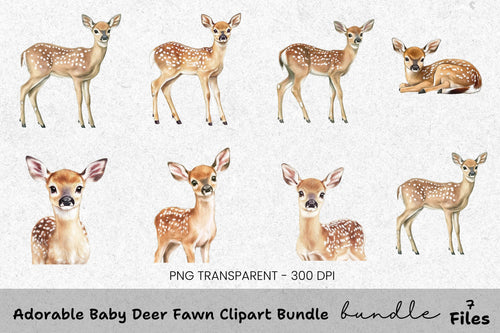 Adorable Baby Deer Fawn Clipart Bundle