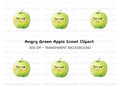 Angry Green Apple Cartoon Clipart Bundle
