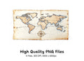 Vintage World Map Compass Clipart Bundle