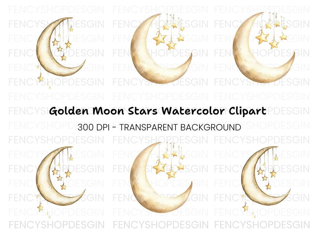 Dreamy Moon and Stars Clipart Bundle