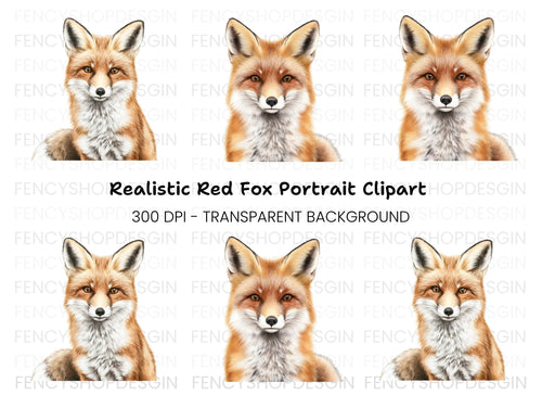 Adorable Fox Portraits Clipart Bundle