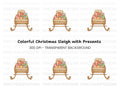 Christmas Sleigh with Gifts Clipart Bundle