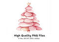 Pink Christmas Tree Clipart Bundle