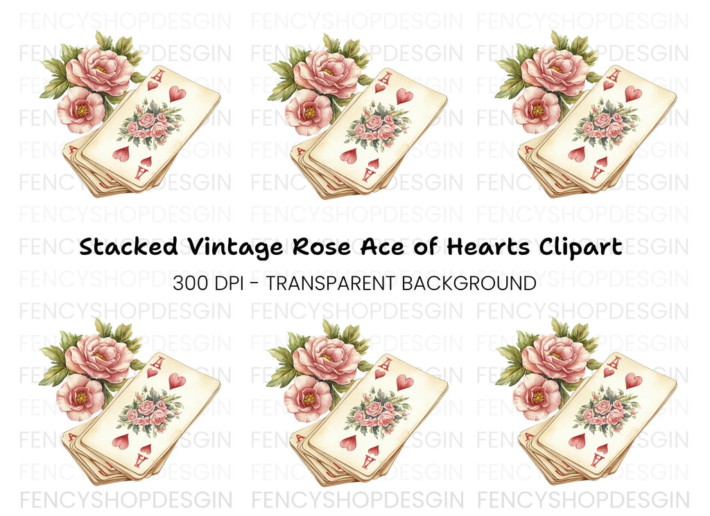 Vintage Floral Playing Cards Clipart Bundle
