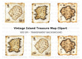 Vintage Treasure Map Clipart Bundle