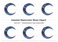 Mystical Blue Moon Constellation Clipart Bundle