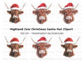 Highland Cow Christmas Santa Hats Clipart Bundle