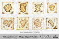Vintage Treasure Maps Clipart Bundle