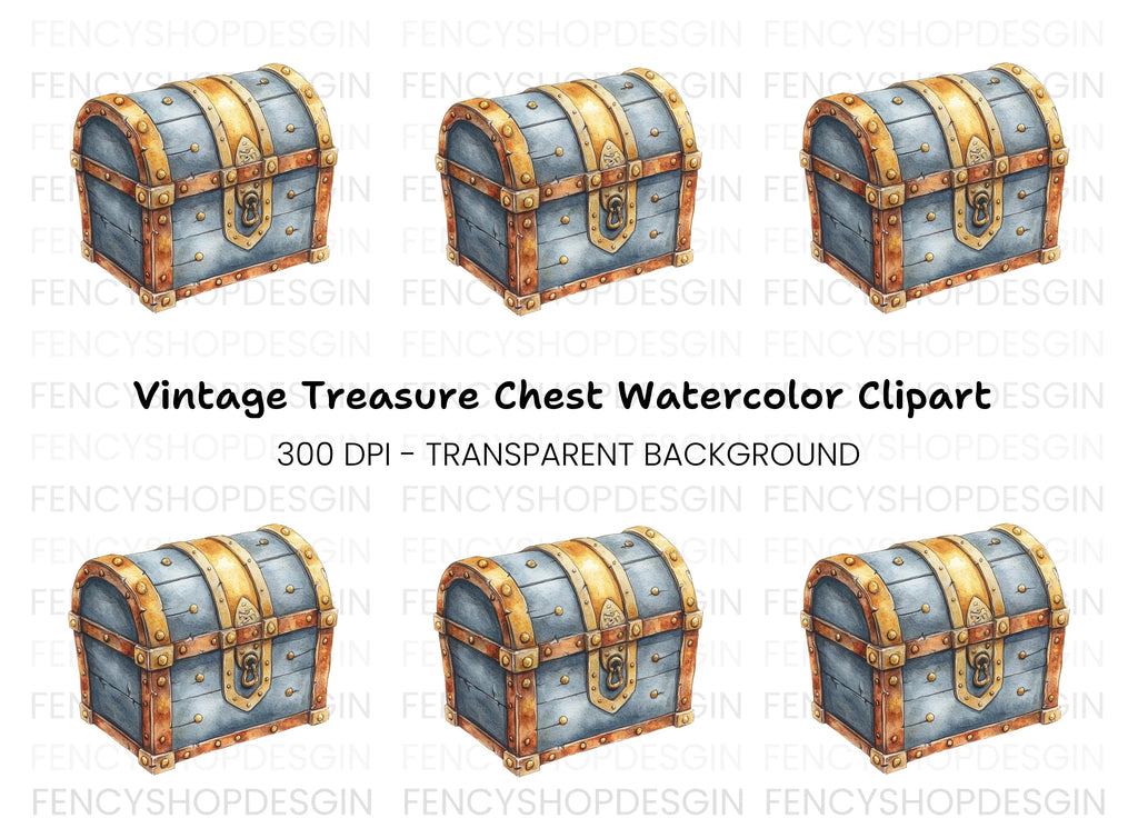 Vintage Treasure Chest Clipart Bundle