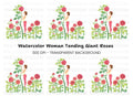 Elegant Woman with Roses Clipart Bundle