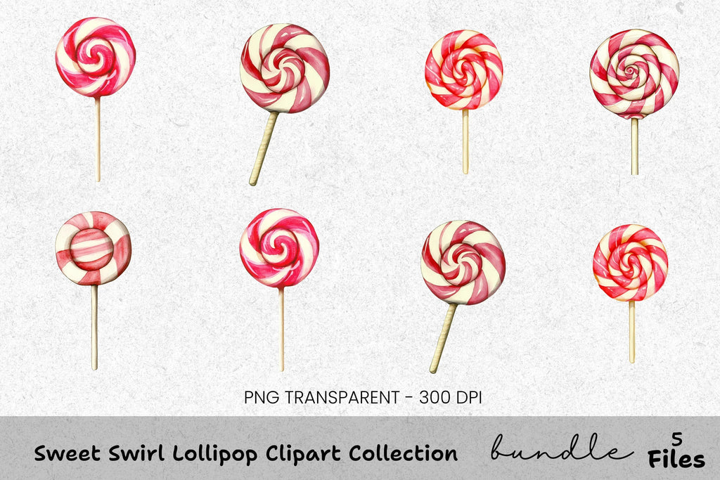 Sweet Swirl Lollipop Clipart Bundle