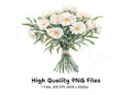 Elegant White Floral Bouquet Clipart Bundle