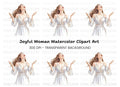 Joyful Woman in White Dress Clipart Bundle