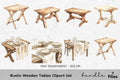 Rustic Wooden Tables Clipart Bundle