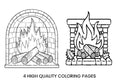 Warm Fireplace Coloring Books