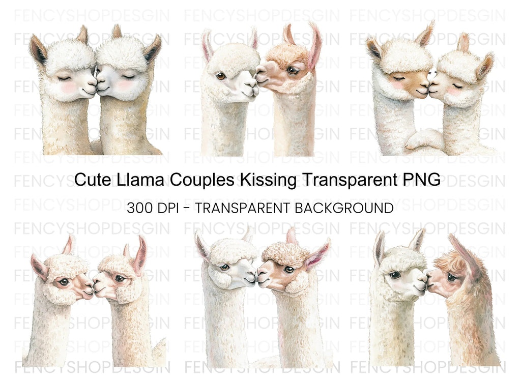 Sweet Llama Couple Love Clipart Bundle