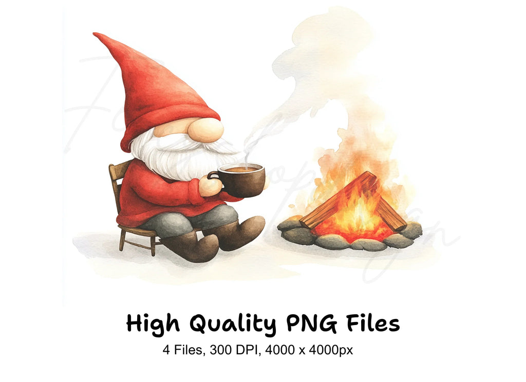 Cozy Campfire Gnomes Clipart Bundle