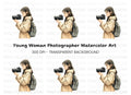 Young Woman with Camera Clipart Bundle