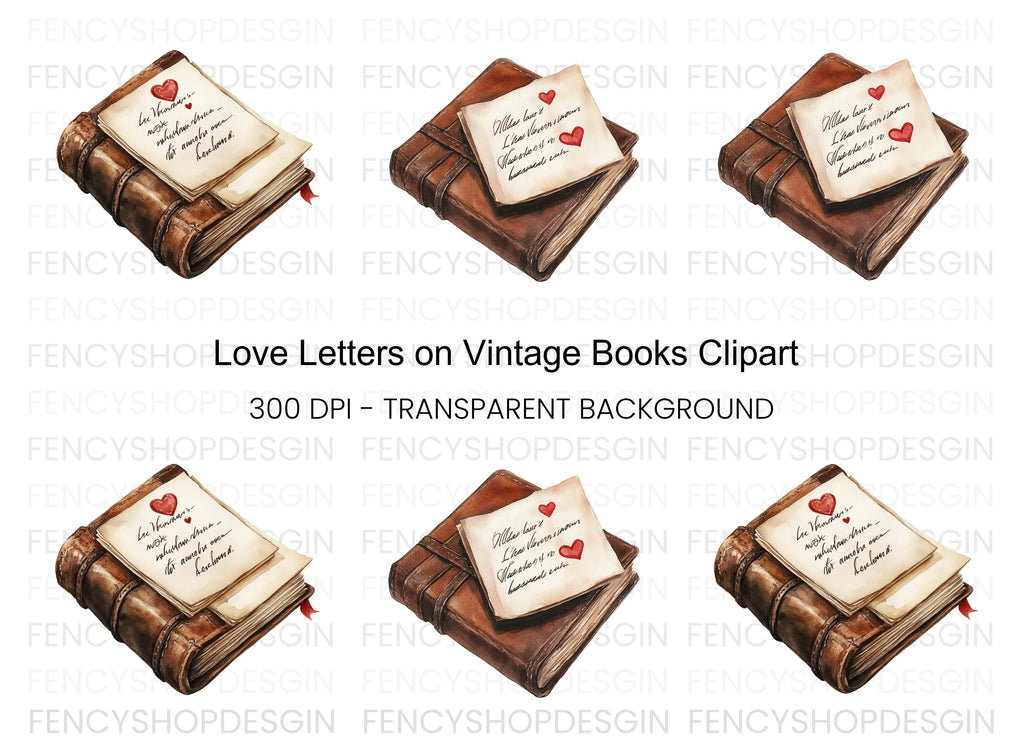 Love Letter on Old Book Clipart Bundle