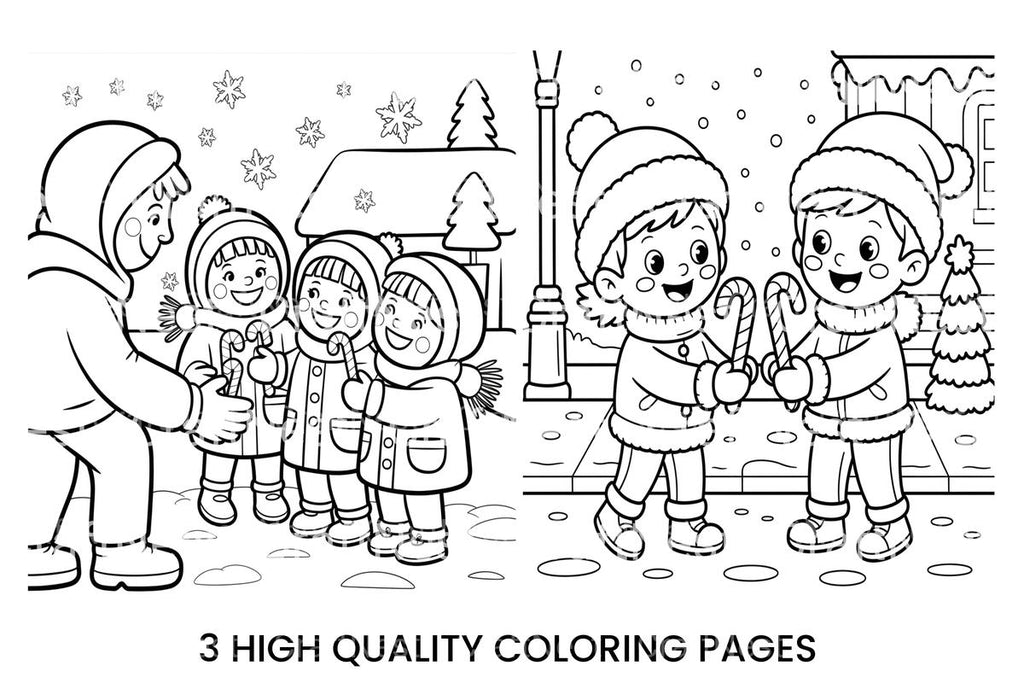 Winter Candy Cane Kids Coloring Books