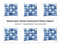 Denim Patchwork Pillow Clipart Bundle