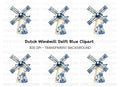 Dutch Windmill Blue Floral Clipart Bundle
