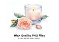 Romantic Rose Candle Clipart Bundle