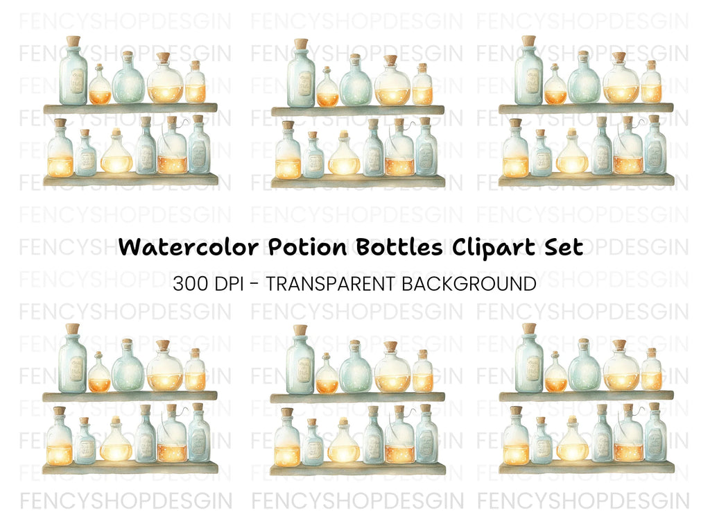 Magic Potion Bottles Clipart Bundle