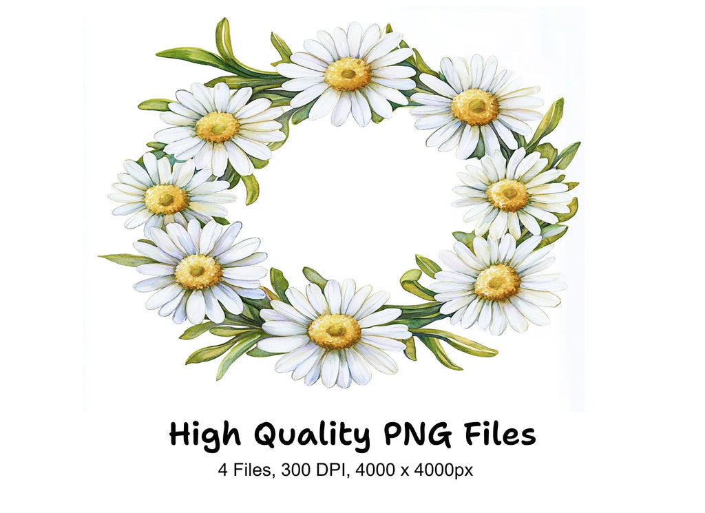 Daisy Wreath Clipart Bundle