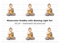 Meditating Buddha with Glowing Light Clipart Bundle