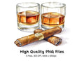 Whiskey and Cigar Clipart Bundle