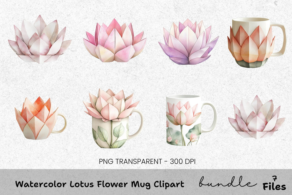 Lotus Flower Clipart Bundle