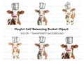 Happy Calves with Milk Pails Clipart Bundle