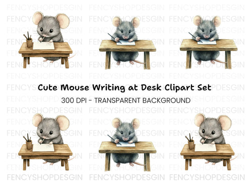 Adorable Mice Writing Clipart Bundle