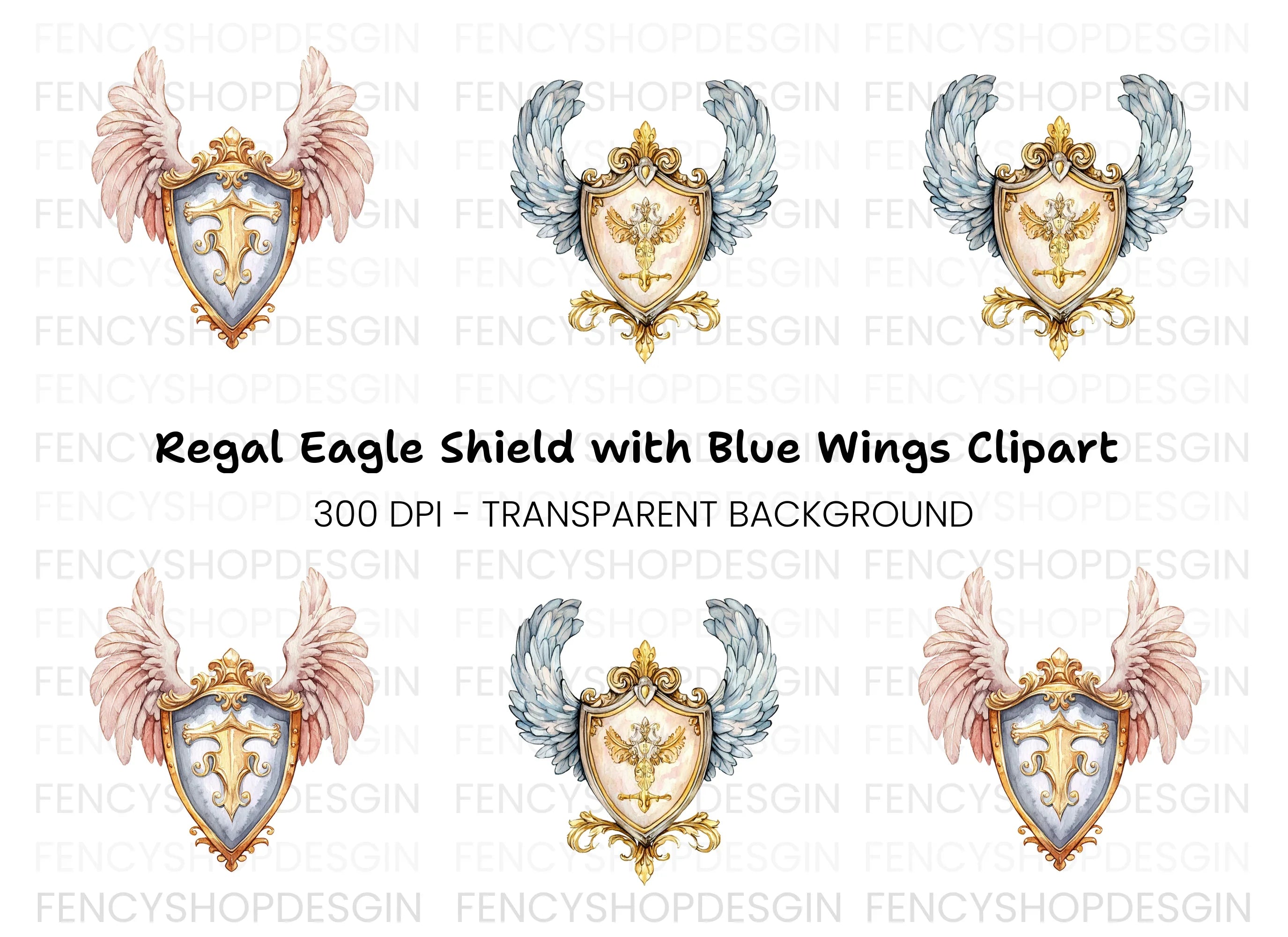 Angelic Shield Clipart Bundle