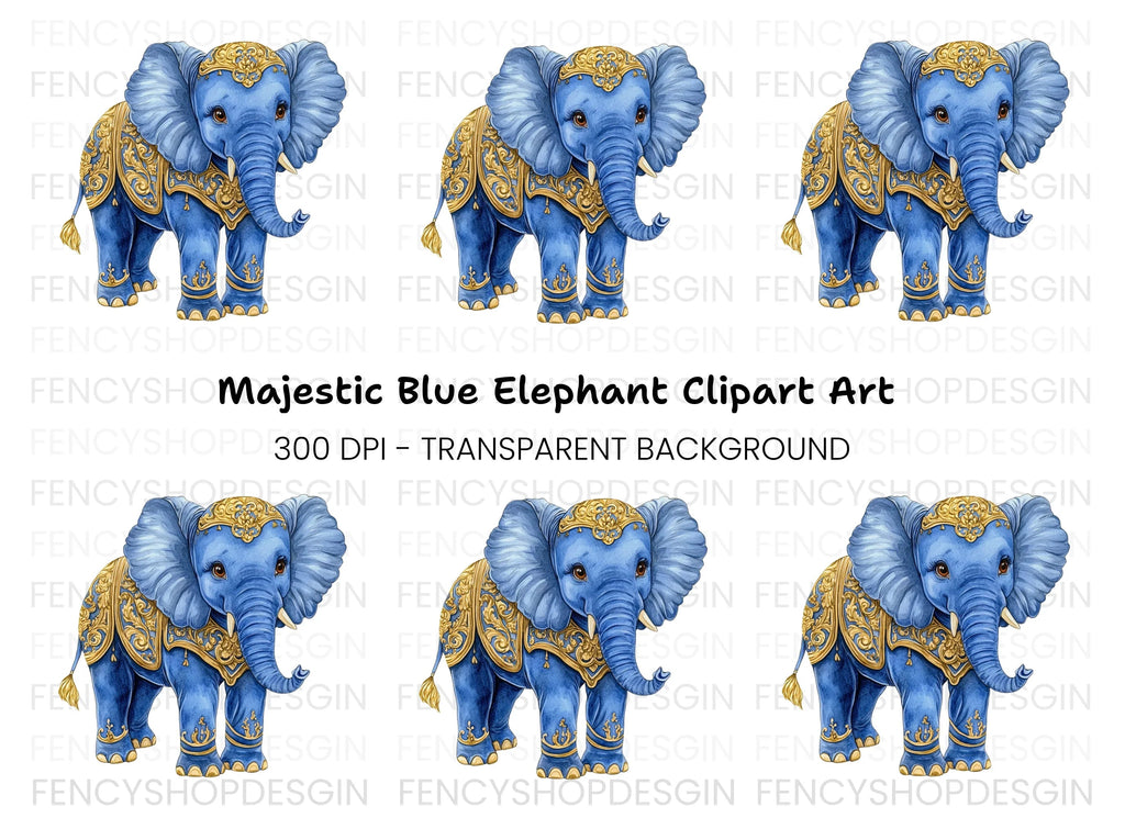 Cute Baby Blue Elephant Clipart Bundle