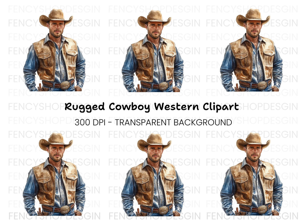 Rugged Cowboy Vest Clipart Bundle