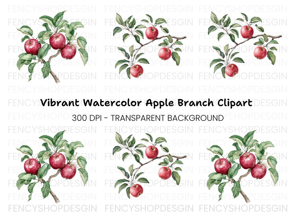 Apple Branch Clipart Bundle
