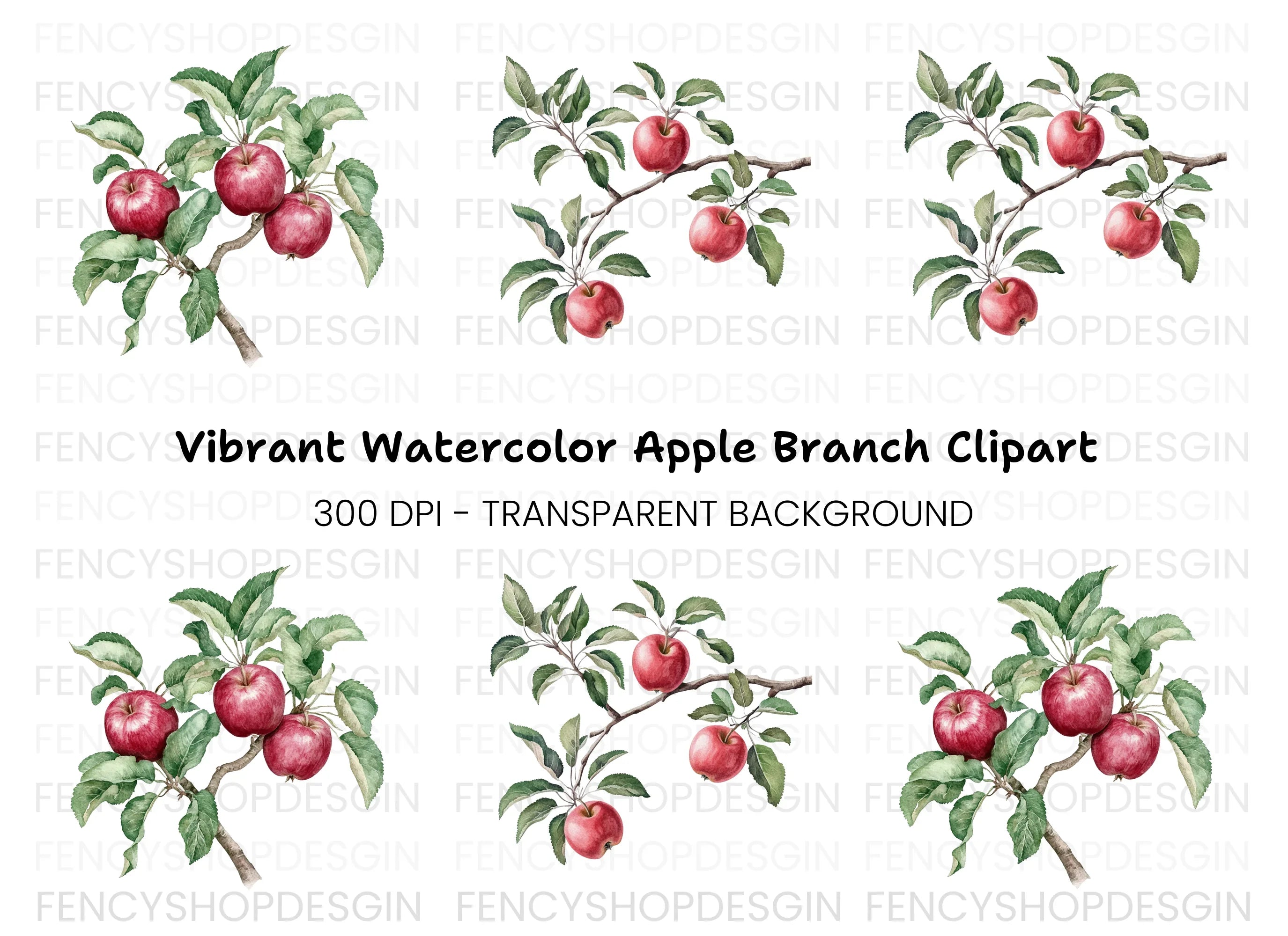 Apple Branch Clipart Bundle