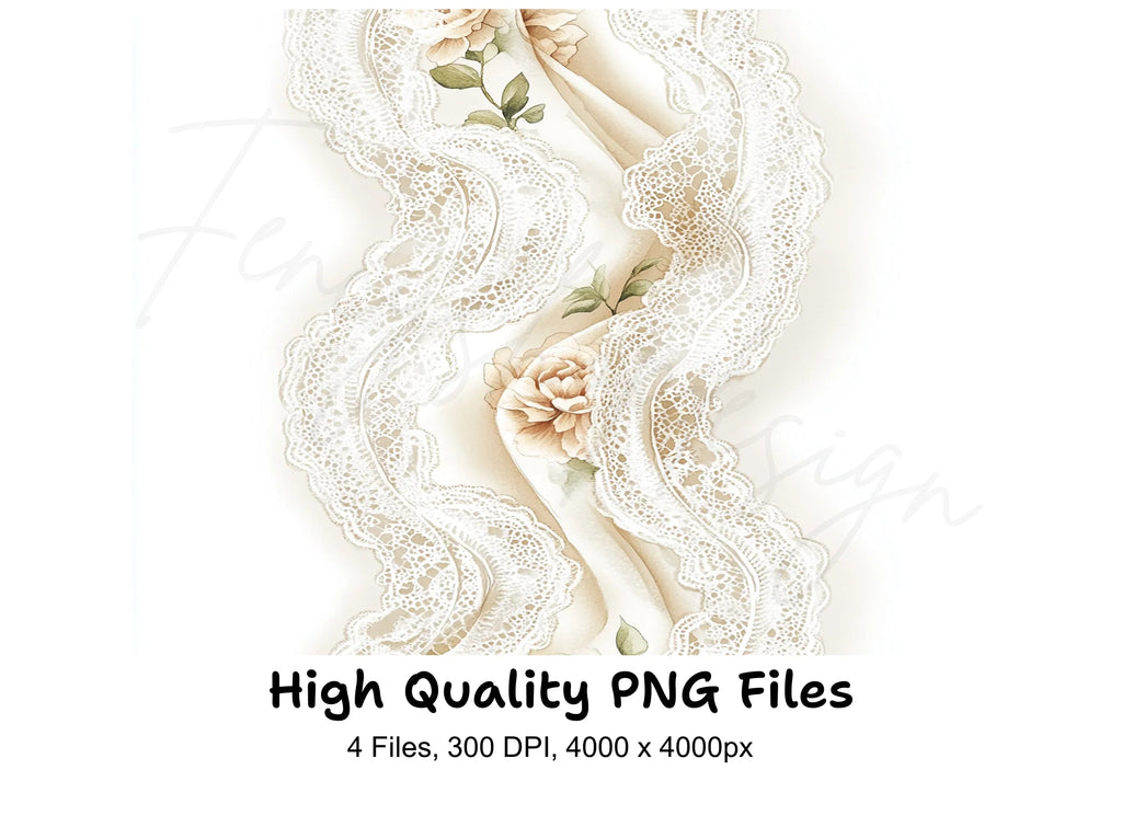 Floral Lace Fabric Clipart Bundle