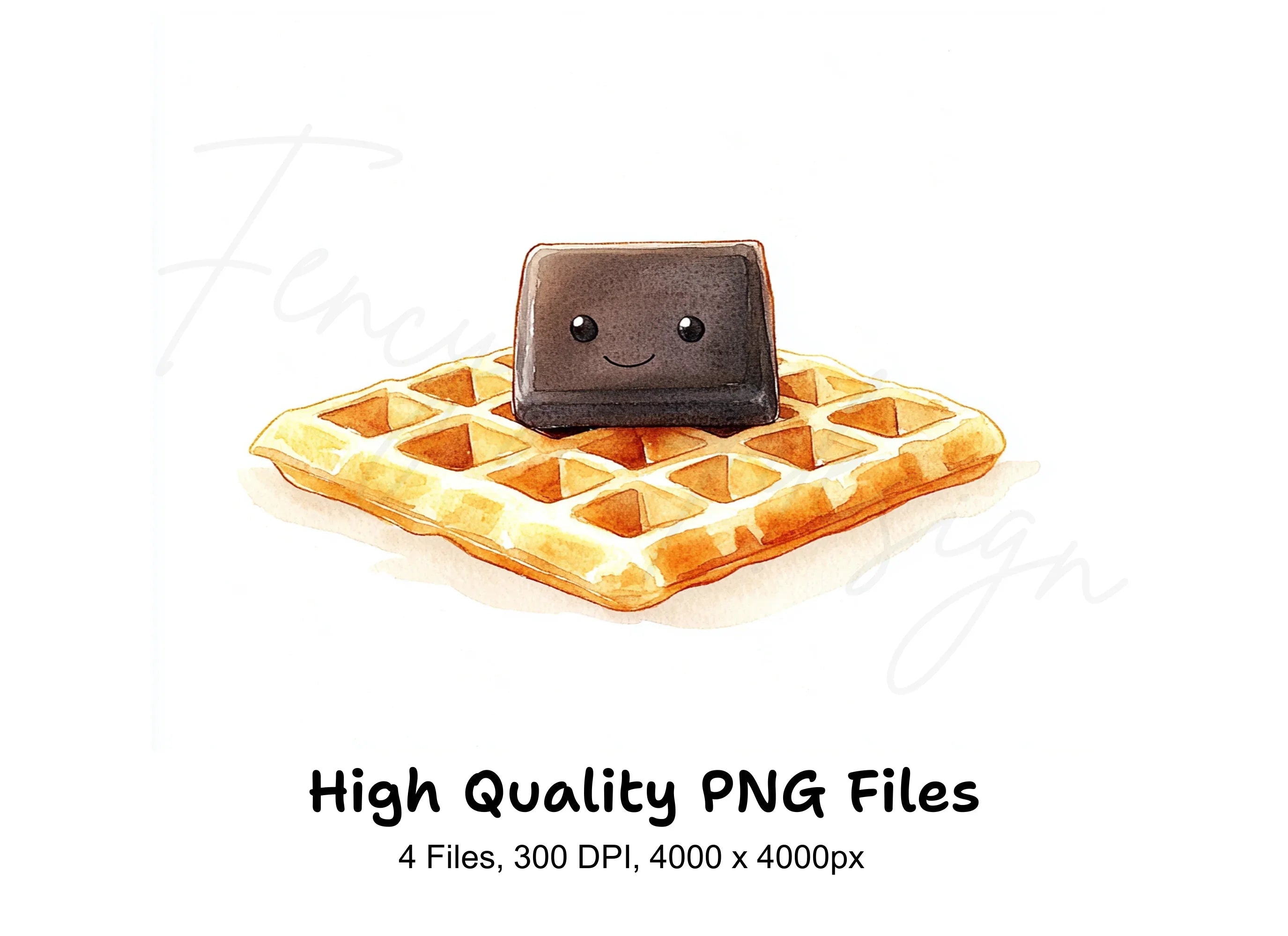 Cute Waffle and Chocolate Clipart Bundle