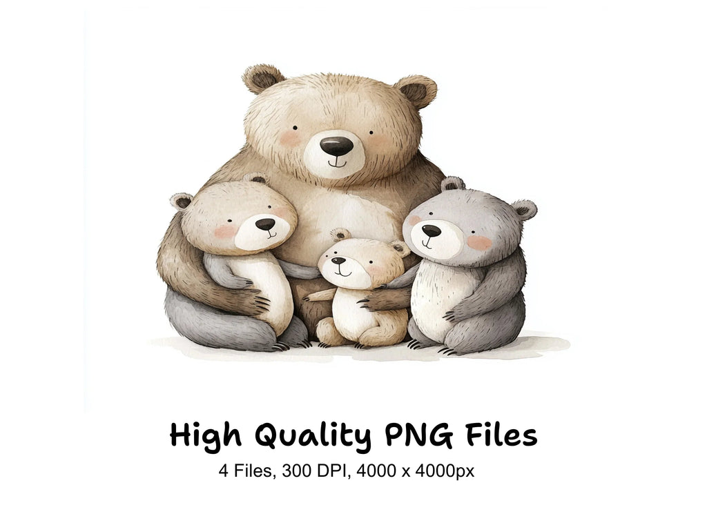 Cute Bear Family Clipart Bundle