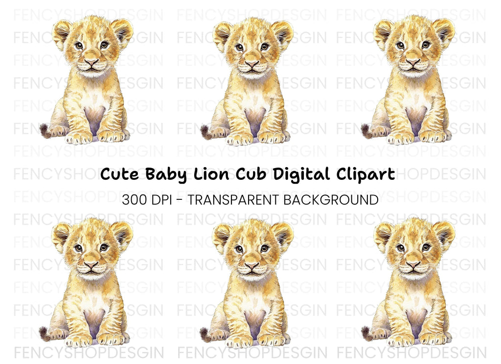 Sweet Lion Cub Illustration Clipart Bundle