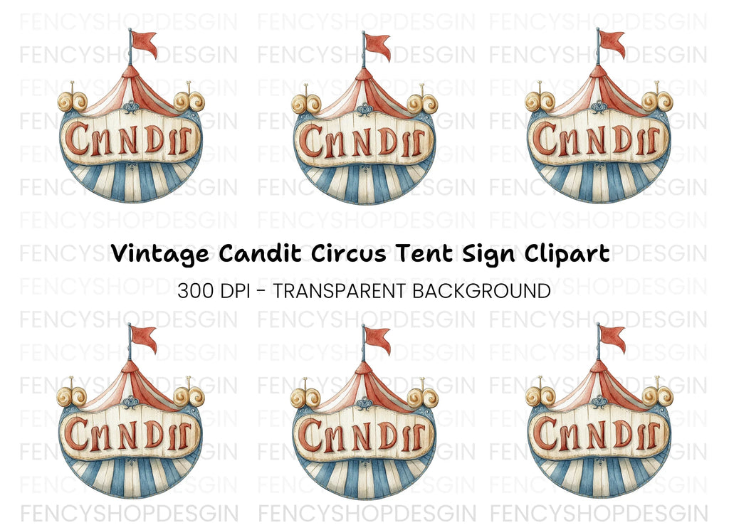 Vintage Circus Tent Sign Clipart Bundle