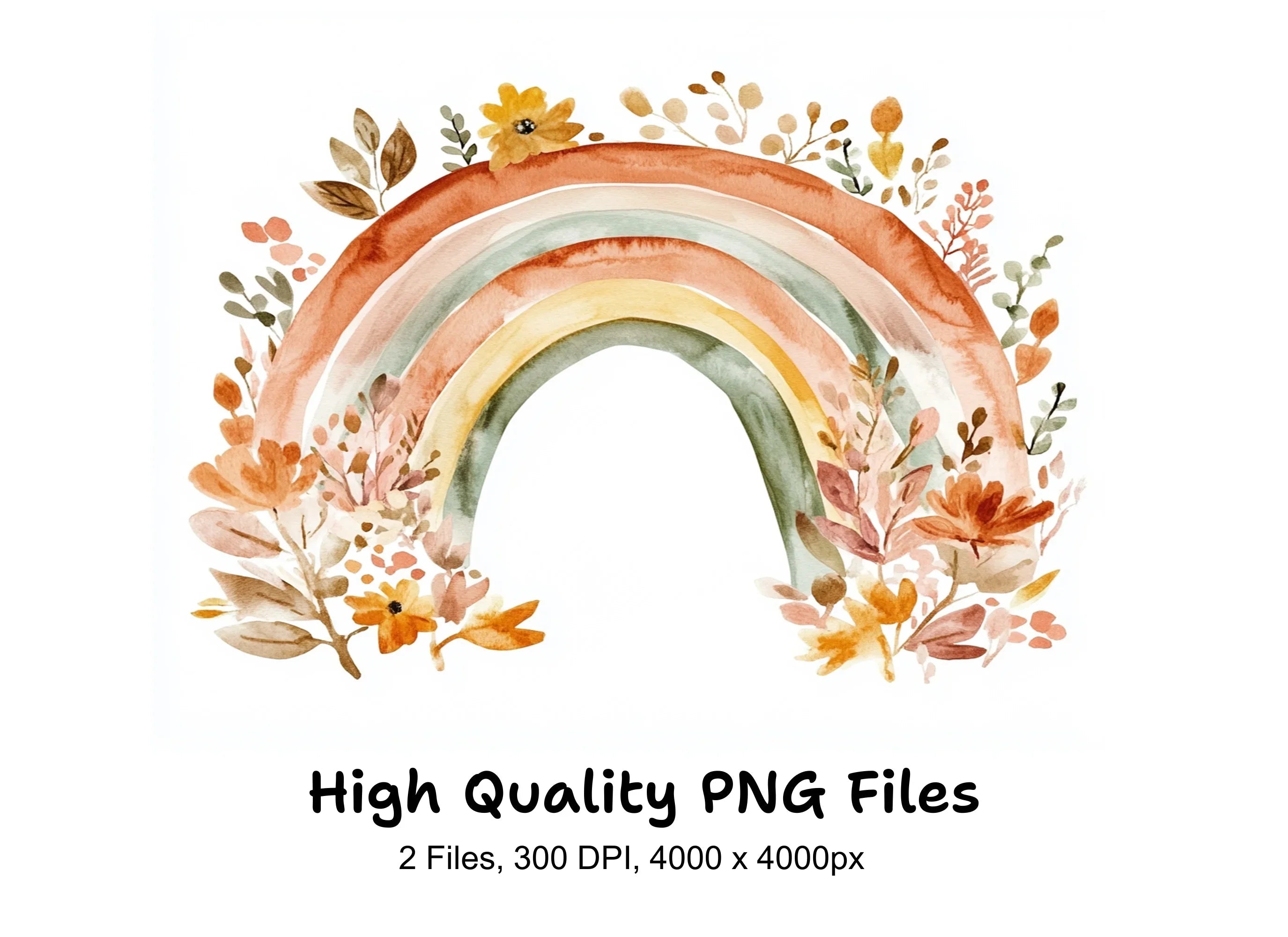 Boho Rainbow Clipart Bundle