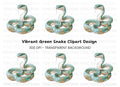 Elegant Teal Snake with Gold Ornaments Clipart Bundle