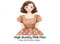 Cute Polka Dot Dress Girls Clipart Bundle